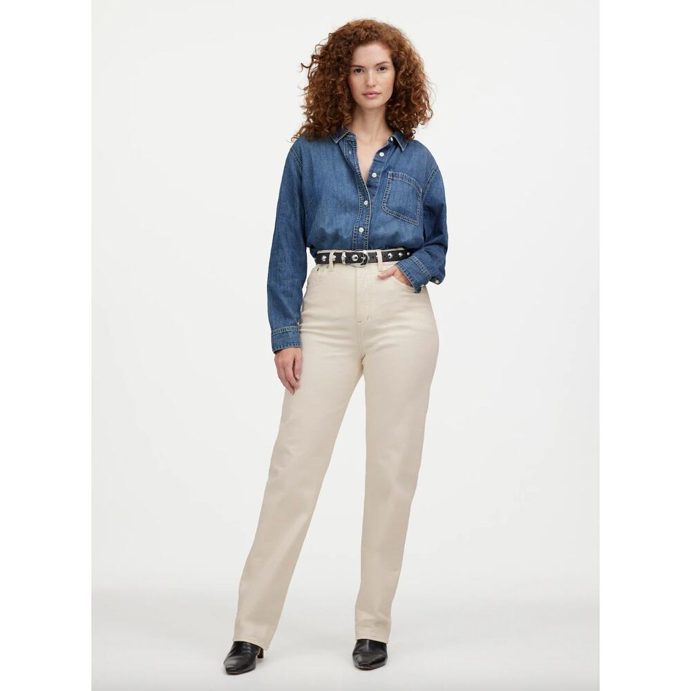 Madewell The Curvy 90s Straight Jean Vintage Canvas Beige High Waist US 23 NWT